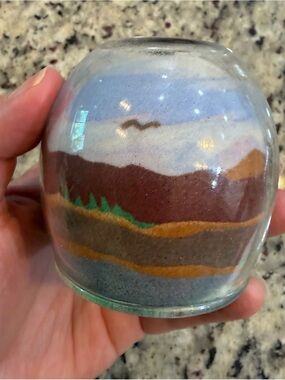 Vintage Handmade Southwest Sand Art Paperweight